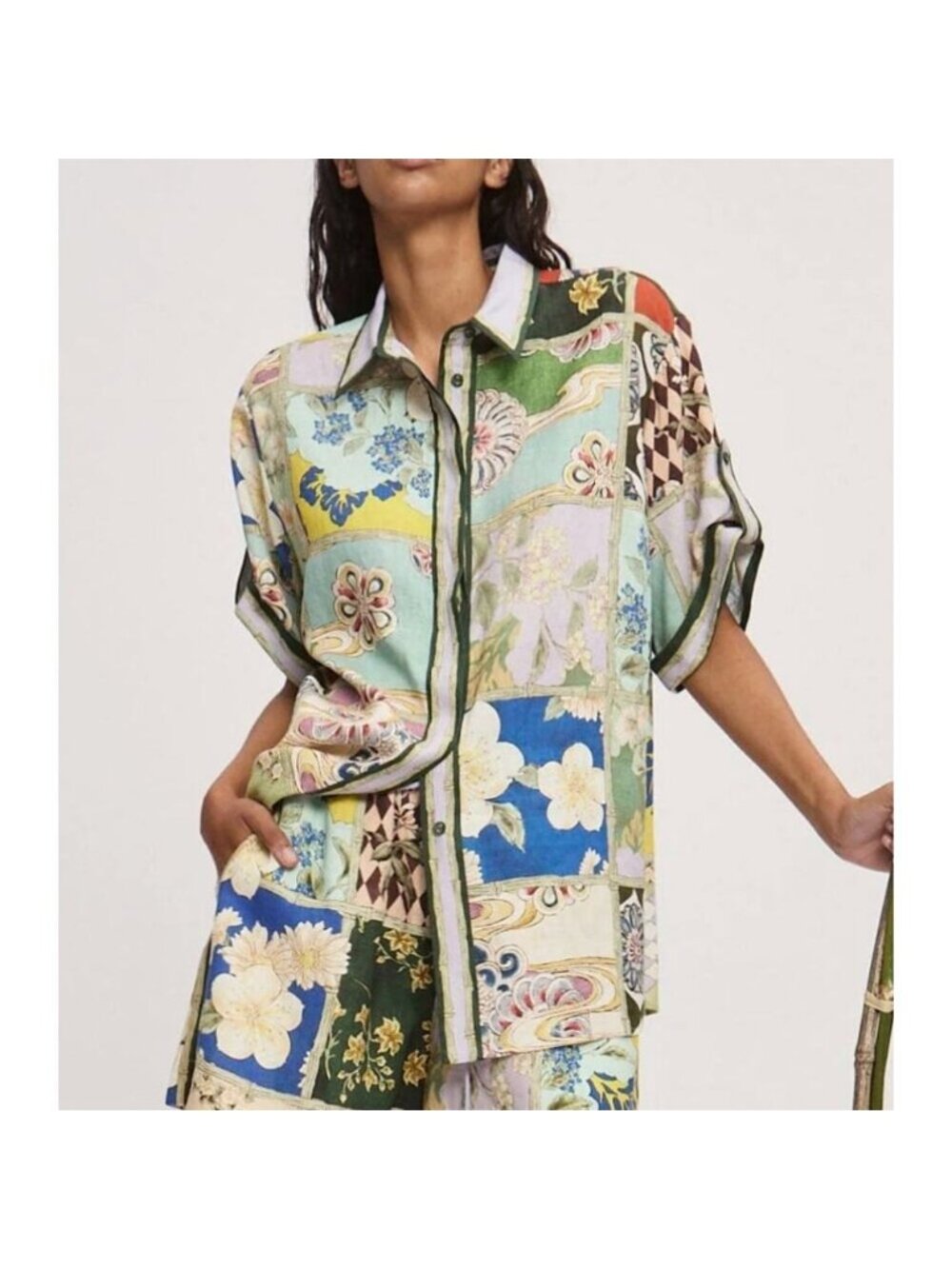 ALEMAIS Bianca Linen Shirt Short Sleeve Relaxed Button Down Colorful